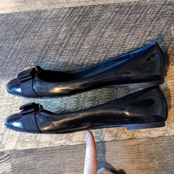 Tory Burch Trudy Flats Navy Blue Patent Leather Shoes - Picture 4 of 7